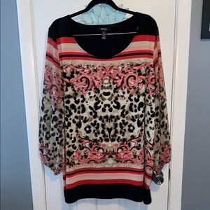 Animal Print LS Blouse